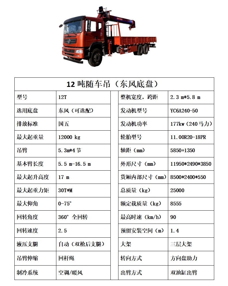 12噸東風隨車吊